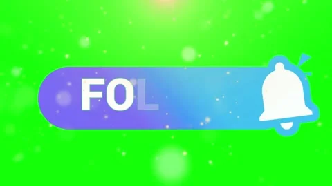 Social media notification bell button with letter F on a green screen background Stock Footage 343908090