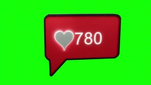 Social media like notification bubble increasing count on green screen Stock Footage 320479073