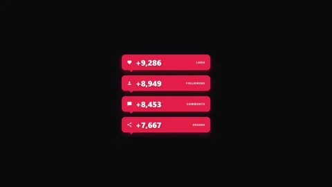 Social media notification bubbles with increasing counters on black background Video stock 341694841
