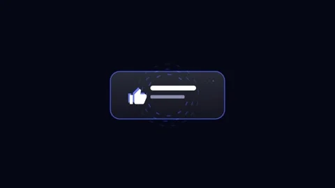 Social media notification pop up with digital like icon and text bars on dark Stock Footage 345800117