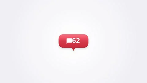 Social media notification pop up. Red social media chat notification bubble Stock Footage 342586997