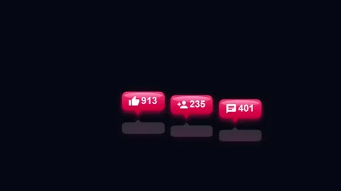 Social media notification pop up. Social media notification bubbles with like Stock Footage 342587053