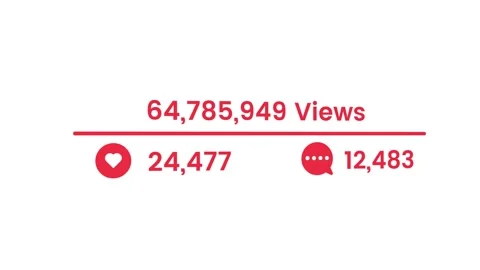 Social media number counters of views, like and comment animation Stock Footage 342481612