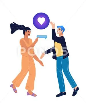 Social media online date and virtual relationship. Stock Illustrationen