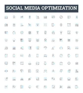 Social media optimization vector line icons set. Social, Media, Optimization Stockillustratie