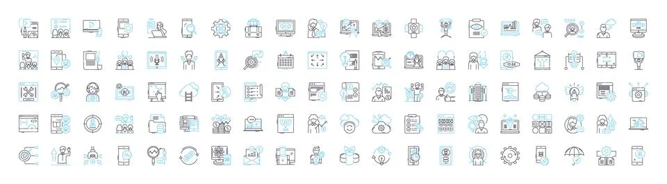 Social media optimization vector line icons set. Social, Media, Optimization Stock Illustration