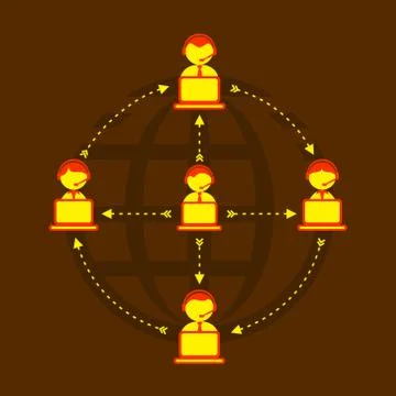 Social Media or Network, technical support globally concept design Vector Stock Illustration