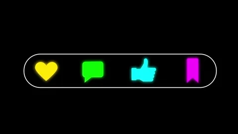 Social Media Outro Animation with Like, Comment, Thumbs Up and Save Icons Stock Footage 342052610