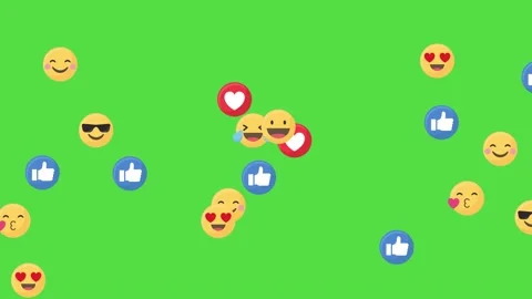 Social media positive emoji, animation on green chroma key Stock Footage