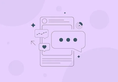 Social media post analytics dashboard tracks engagement metrics. Social network Stock Illustration