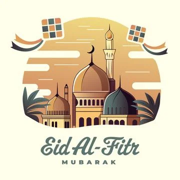 Social media post design template islamic eid al-fitr celebration Stock Illustration
