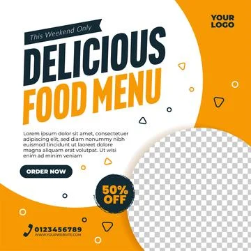 Social media post design template for restaurant menu. Stock Illustration