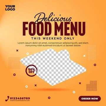 Social media post design template for restaurant menu. Illustrazione stock