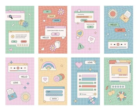 Social media post in old school nostalgic design Stock Illustration