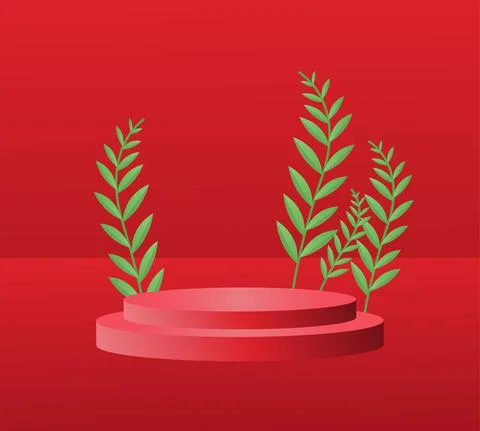 Social media post template 3d podium mockup Stock Illustration