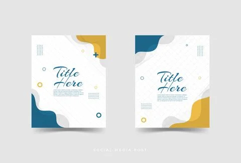 Social media post template, abstract, minmalist, dark blue and yellow, memphis Stock Illustration