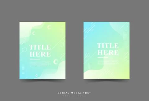 Social media post template, abstract, blue and yellow gradation, memphis design Stock Illustration