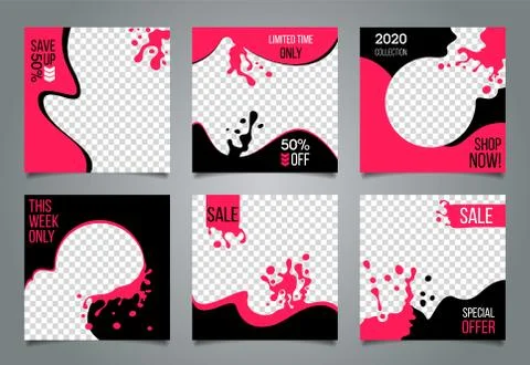 Social media post template creative set. Liquid design vector illustration. Stock-Illustration