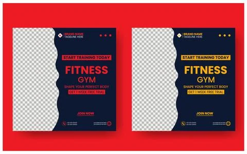 Social media post template design for Gym, Fitness, Workout, and Sports. Stock Illustration
