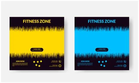 Social media post template design for Gym, Fitness, Workout, and Sports. Stock Illustration