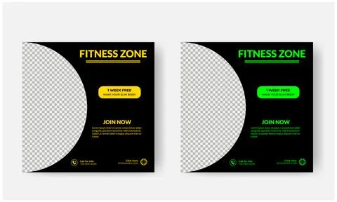 Social media post template design for Gym, Fitness, Workout, and Sports. Stock Illustration