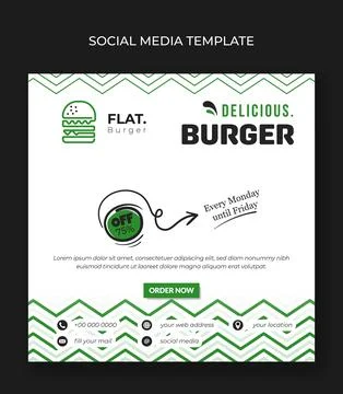 Social media post template in square white background with simple zigzag pa.. Stock Illustration