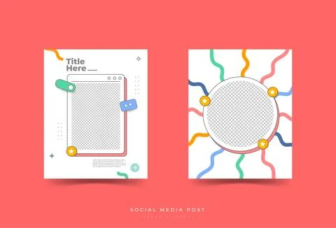 Social media post template, transparency, modern style, hand drawn Stock Illustration