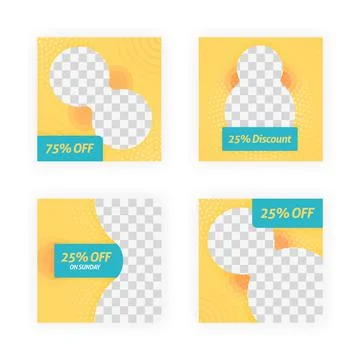 Social media post templates for discounts, sales and offers. online media con Stock Illustration