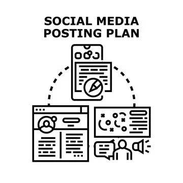 Social media posting plan vector concept illustration イラスト素材