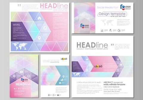Social media posts set. Abstract design business templates, vector layouts in Stock Illustration