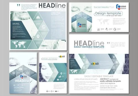 Social media posts set. Abstract design templates, vector layouts in popular Stock Illustration