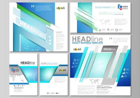 Social media posts set. Abstract flat design template, vector layouts in popular Stock Illustration