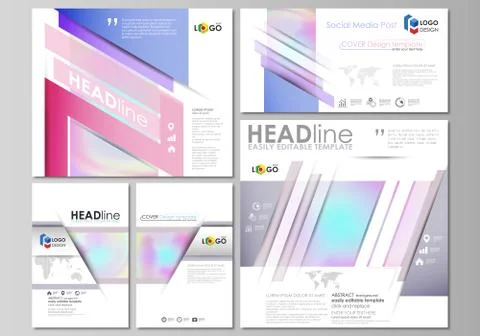 Social media posts set. Abstract design business templates, vector layouts in Stock Illustration