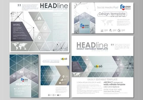 Social media posts set. Abstract flat design templates, vector layouts in Stock Illustration