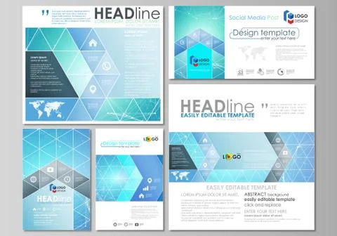 Social media posts set. Abstract flat design template, vector layouts in popular Stock Illustration