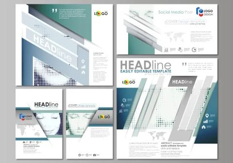 Social media posts set. Abstract design templates, vector layouts in popular  Stock Illustration