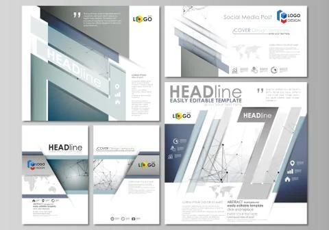 Social media posts set. Abstract flat design templates, vector layouts in Stock Illustration