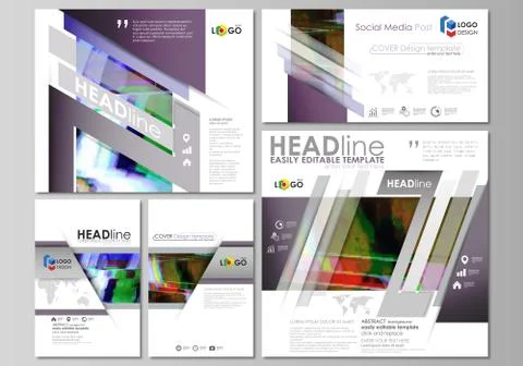 Social media posts set. Business templates. Abstract design template, vector Stock Illustration