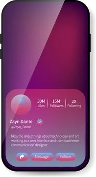 Social Media Profile Interface Mockup With Modern Gradient Design Illustrazione stock