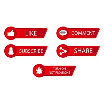 Social media red gradient button collection vector design. Red color subscrib Illustrazione stock