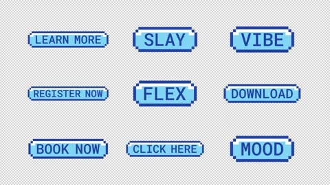Social media retro pixel buttons animation set Stock Footage 334776013