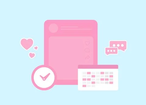 Social Media Scheduling Tools concept. Influencer marketing tool for automatic Illustrazione stock