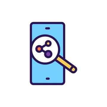 Social media search engine optimization line color icon. SMM promotion. Stock Illustration