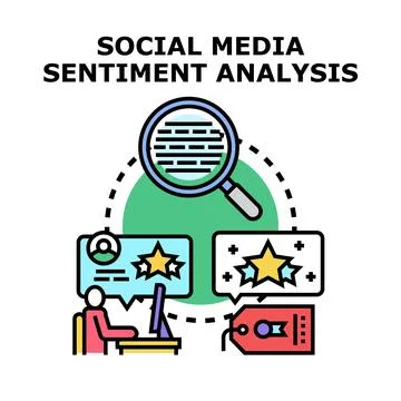 Social media sentiment analysis concept with customer feedback Stock Illustration