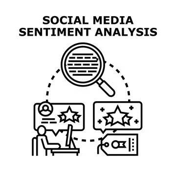 Social media sentiment analysis concept with customer feedback Stock Illustration