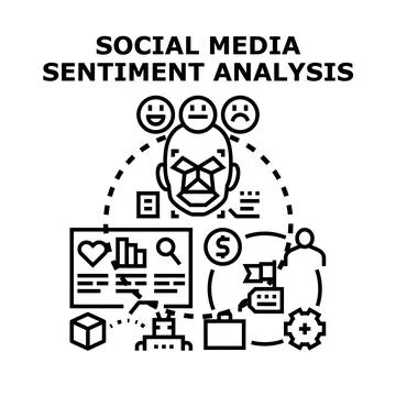 Social media sentiment analysis process and concept Illustrazione stock