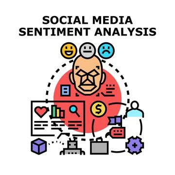 Social media sentiment analysis process and concept Illustrazione stock