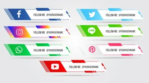 Social Media set lower third or bar for edit your text modern design collecti Stock Illustration