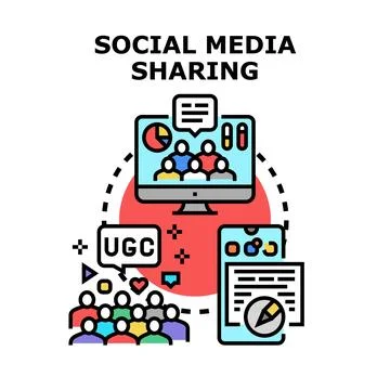 Social media sharing and user generated content concept Stock Illustration