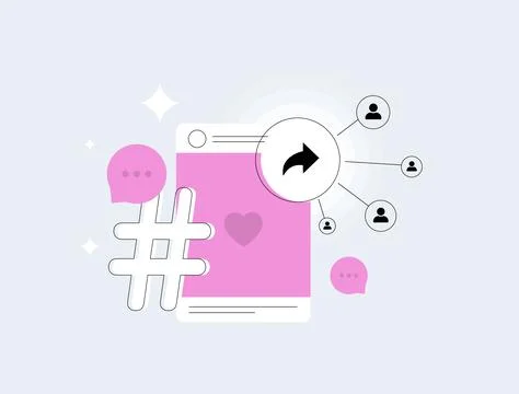 Social media sharing boost user engagement via smartphone interfaces with Stock Illustration